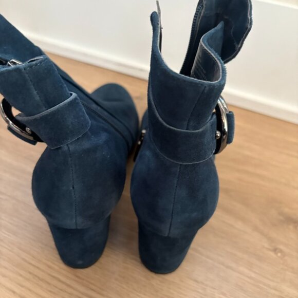 ** Karl Lagerfeld blue suede booties Buckle side zip Size 9 - Picture 4 of 8